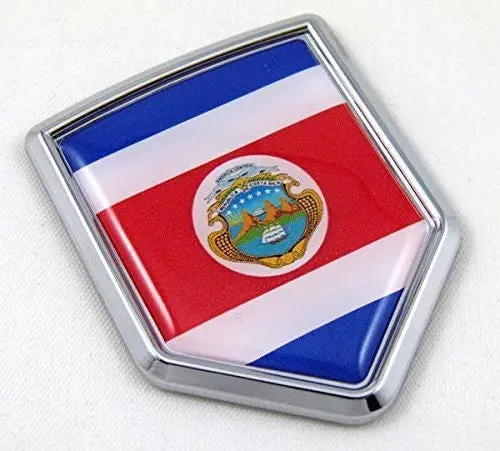 Costa Rica Flag Emblem Chrome Car Decal Costa Rican 3D Sticker With Dome Decal 1