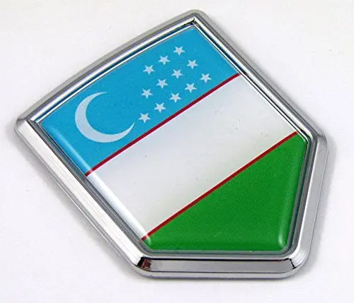 Uzbekistan Flag Car Chrome Emblem Decal 3D Bumper Sticker Bike Crest 1
