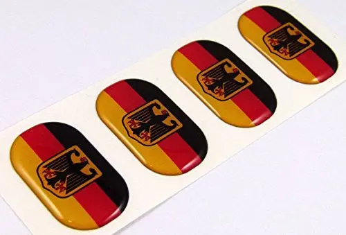 Germany Deutschland Midi Domed Decals Flag 4 Emblems 1.5" Car Bike Stickers 1