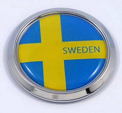 Sweden Swedish Round Flag Car Chrome Decal Emblem Bumper Sticker Bezel Badge 1