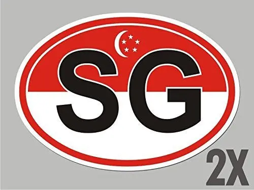 2 Singapore Sg Oval Stickers Flag Decal Bumper Car Bike Emblem Cl055 1