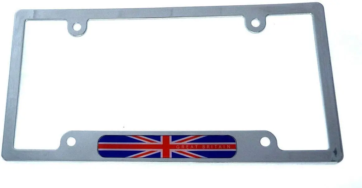 Great Britain British Flag Car License Plate Frame Chrome Plated Plastic Cp08 1