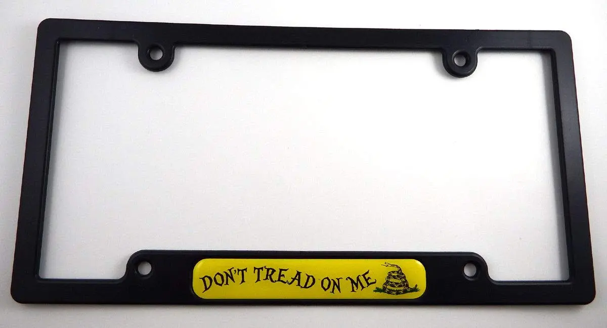 Don't Tread On Me Flag Black Plastic Car License Plate Frame 1