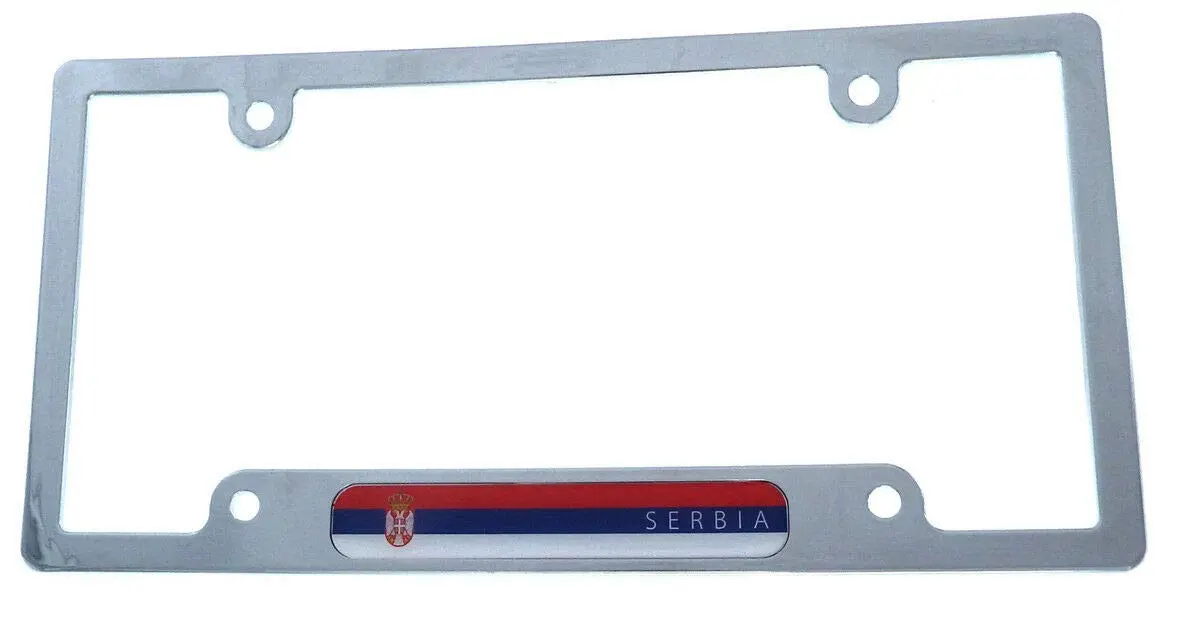 Serbia Flag Car License Plate Frame Chrome Plated Plastic Tag Holder Cover Cp08 1
