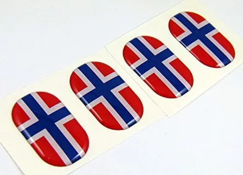 Norway Midi Domed Decals Flag 4 Emblems 1.5" Car Bike Laptop Stickers 1