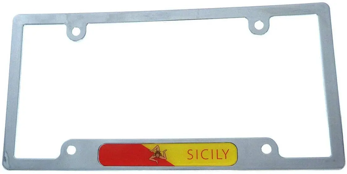 Sicily Flag Car License Plate Frame Chrome Plated Plastic Tag Holder Cover Cp08 1