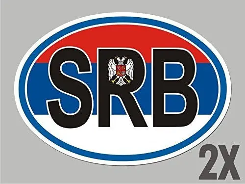 2 Serbia Srb Serbian Oval Stickers Flag Decal Bumper Car Bike Emblem Cl054 1