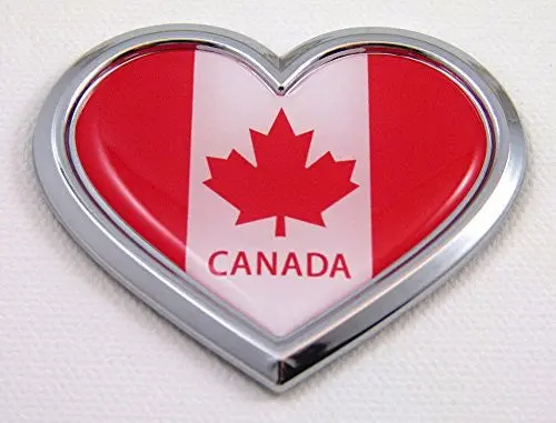 Car Chrome Decals Cbhrt037 Canada Heart Flag Chrome Emblem Car Decal 3D Sticker Badge Bumper Canadian 1
