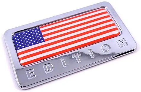Usa Edition With American Flag Chrome Emblem 3D Decal Car Bike Badge 1