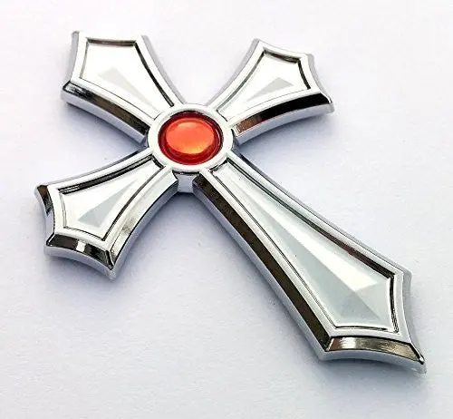 Christian Cross Jesus Cross Car Auto Bike Chrome Emblem Decal Sticker Red Dome 1
