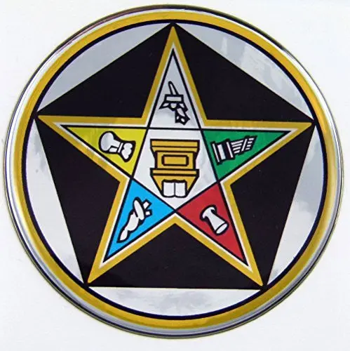 Eastern Star Masonic Emblem Domed Decal On Chrome Bike Motorcycle Car 62Mm 1
