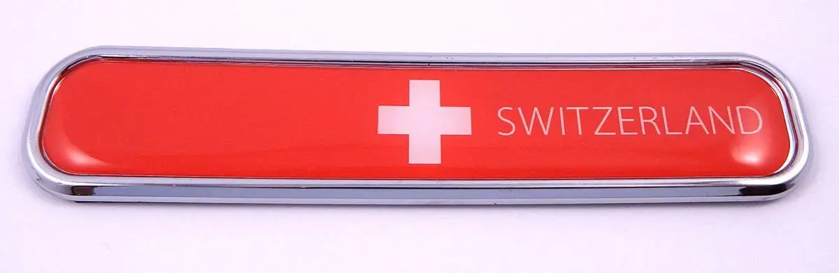 Switzerland Swiss Flag Chrome Emblem 3D Auto Decal Sticker Car Bike Boat 5.3" 1