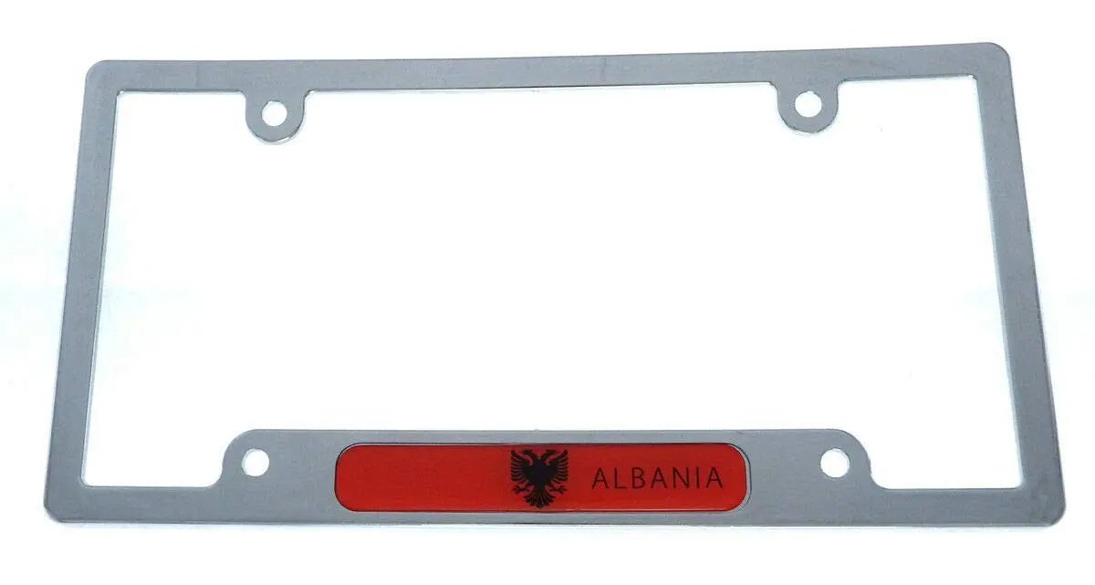 Albania Flag License Plate Frame Plastic Chrome Plated Tag Holder Cover Cp08 1