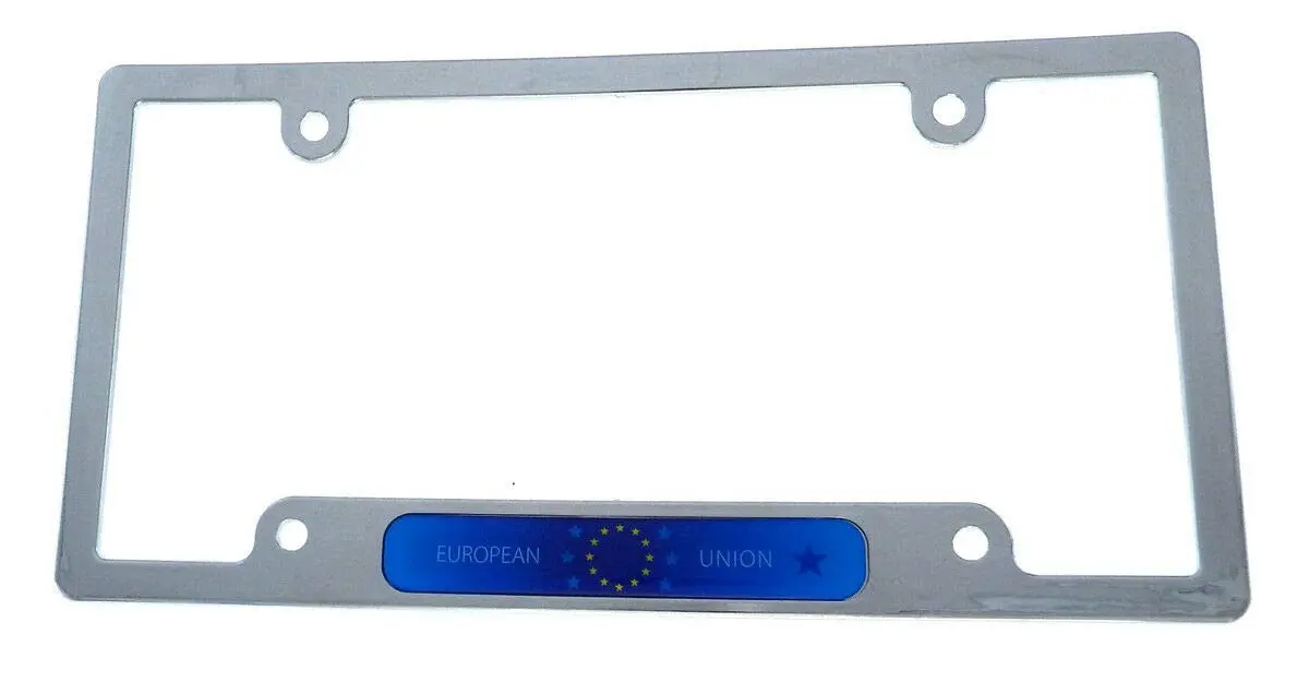 European Union Europe Flag Car License Plate Frame Chrome Plated Plastic Cp08 1