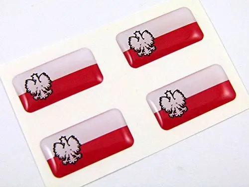 Poland Mini Domed Decals Set 4 Emblems Polish Polska Car Bike Boat... Stickers 1