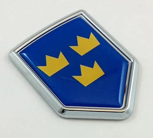 Swedish 3 Three Crown Flag Car Chrome Emblem Decal Sticker Badge Crest 1