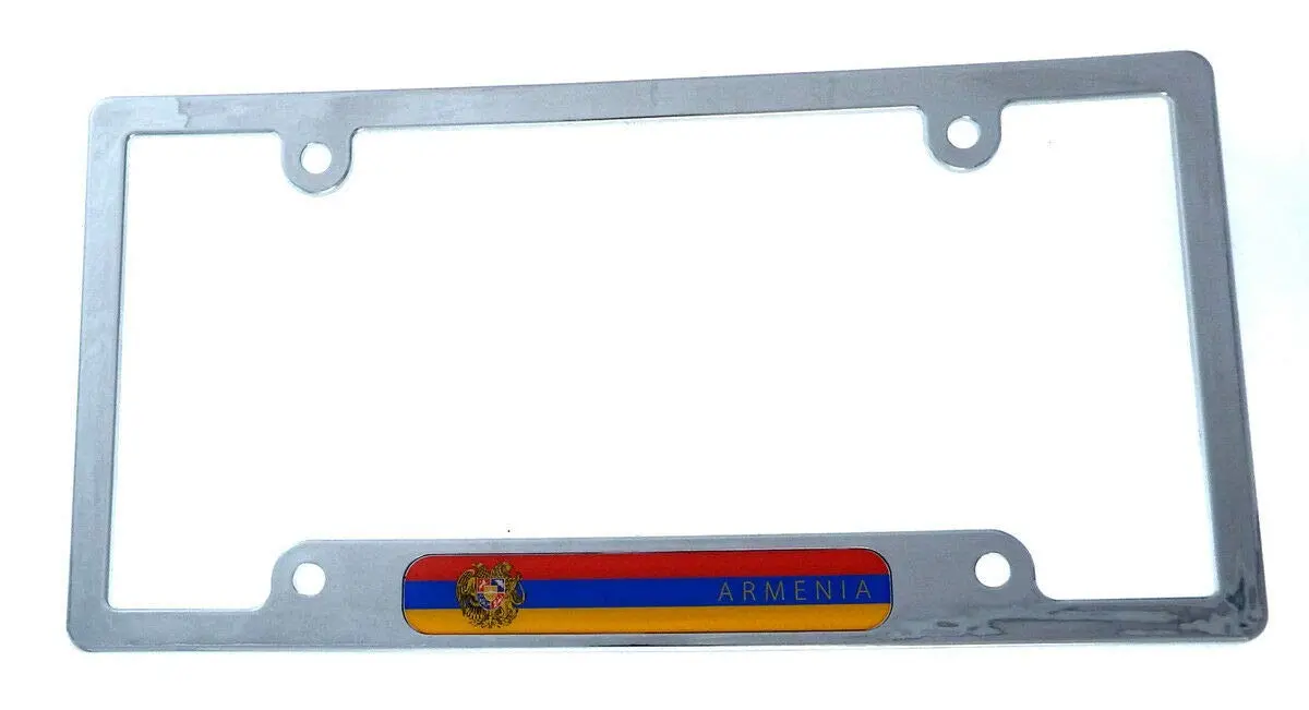 Armenia Flag License Plate Frame Plastic Chrome Plated Tag Holder Cover Cp08 1