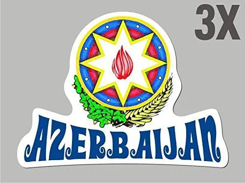 3 Azerbaijan Shaped Stickers Flag Crest Decal Car Bike Emblem Vinyl Cn042 1
