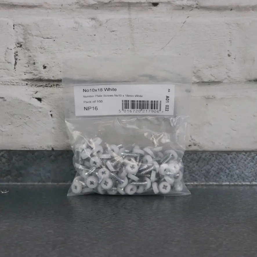 Workshop Warehouse 100 White Plastic Head Number Plate Screws 1