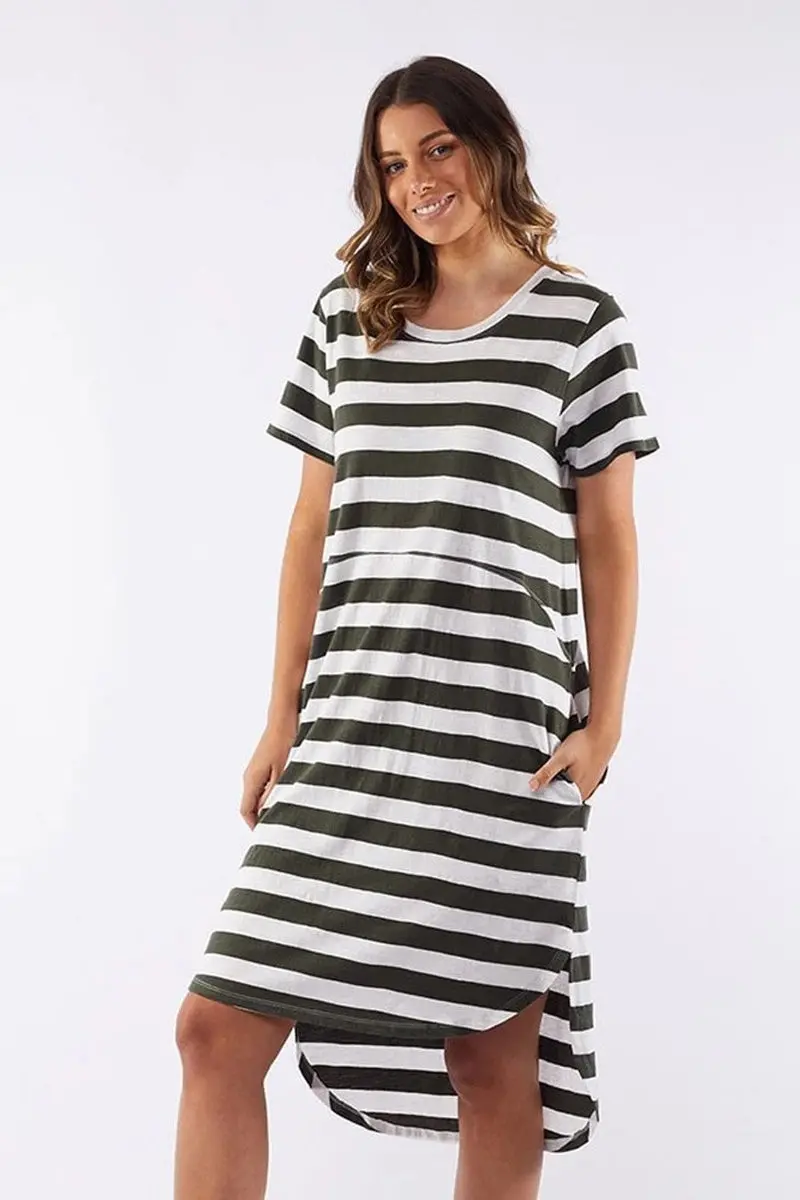 Foxwood - Bayley Dress - Khaki Stripe 1