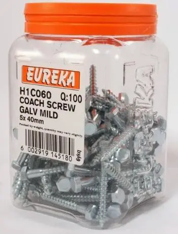 Eureka Coach Screw Galvanised Mild Steel 1