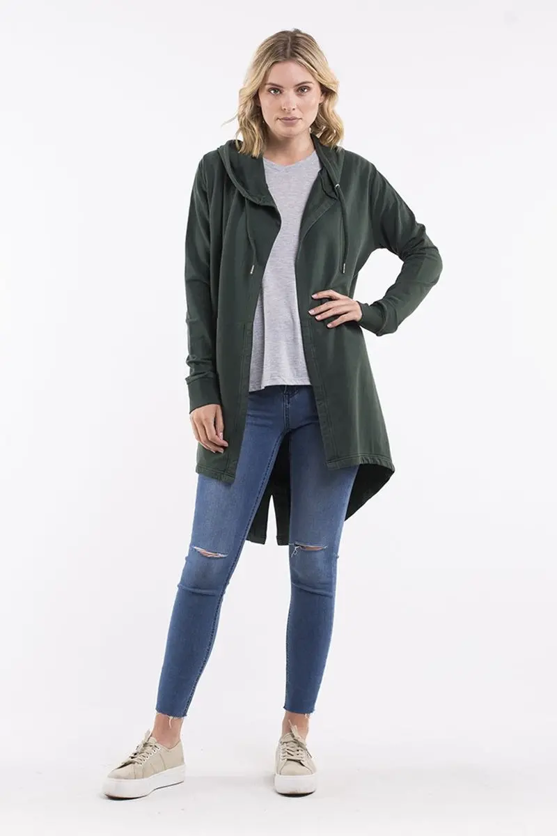 Silent Theory - Ashleigh Hooded Cardigan - Bottle Green 1