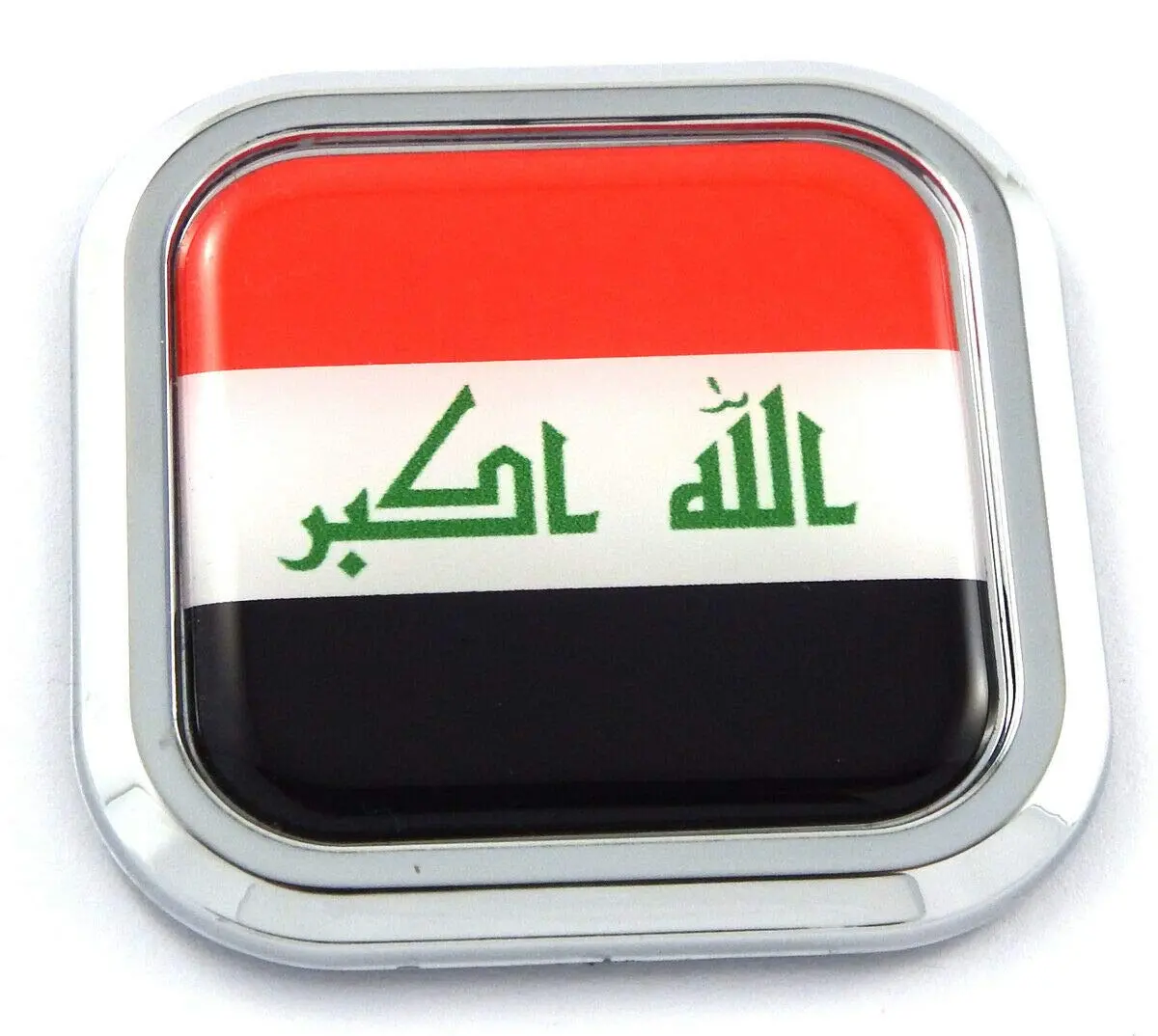 Iraq Flag Square Chrome Rim Emblem Car 3D Decal Badge Hood Bumper Sticker 2" 1