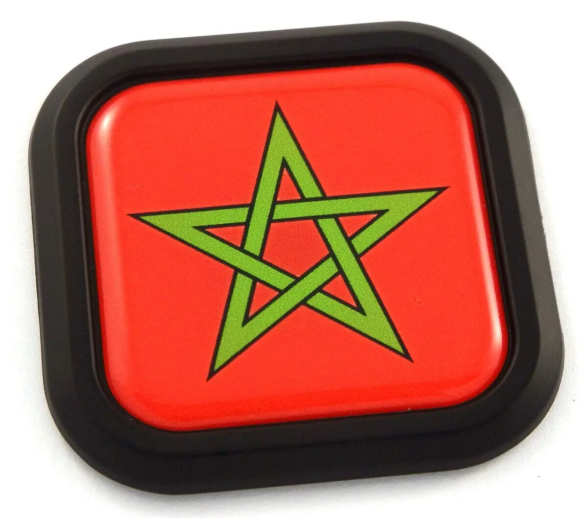 Morocco Flag Square Black Rim Emblem Car 3D Decal Badge Hood Bumper Sticker 2" 1