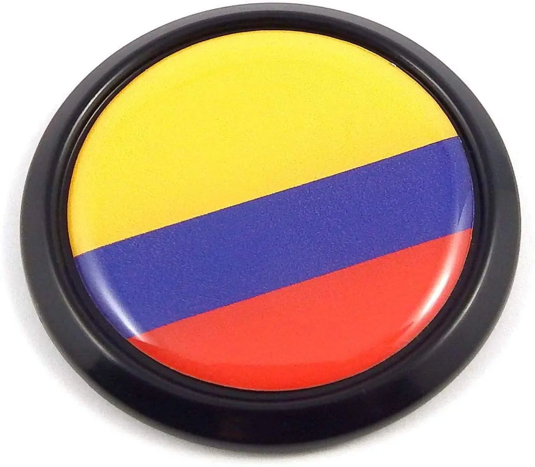 Colombia Black Round Flag Car Decal Emblem Bumper 3D Sticker 1.85" 1