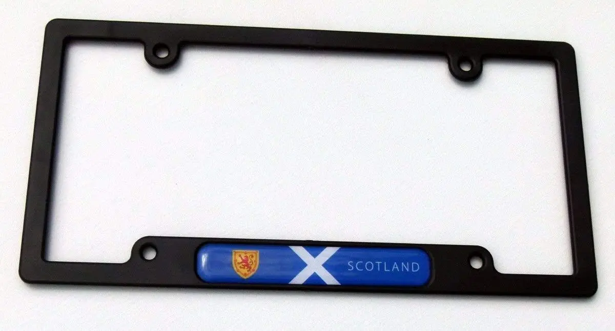 Scotland Scottish Flag Black Plastic Car License Plate Frame Dome Decal 1
