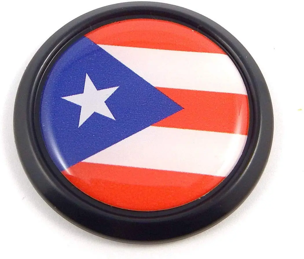 Puerto Rico Black Round Flag Car Decal Emblem Bumper 3D Sticker 1.85" 1