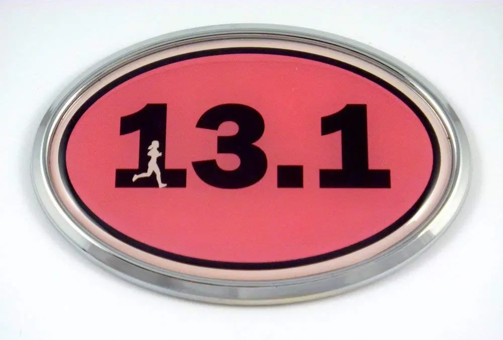 13.1 Half Marathon Runner Emblem Chrome Car Decal Pink Auto Dome Sticker Woman Sport 1
