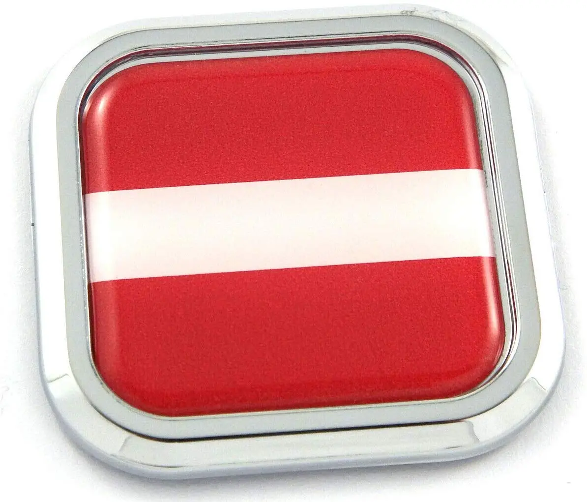 Latvia Flag Square Chrome Rim Emblem Car 3D Decal Badge Hood Bumper Sticker 2" 1