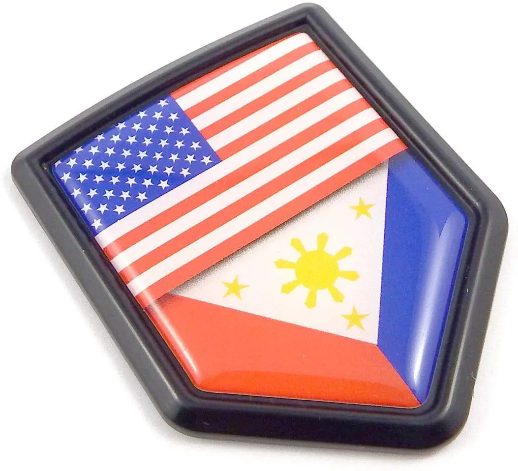 Usa Philippines Philipine Flag Black Shield Emblem Car Bike Decal Crest 1