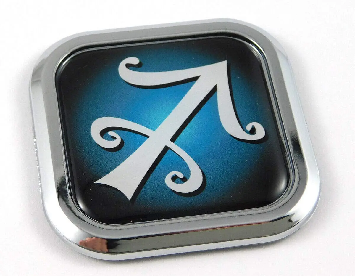 Sagittarius Zodiac Square Chrome Rim Emblem Car 3D Decal Badge Bumper Sticker 2" 1