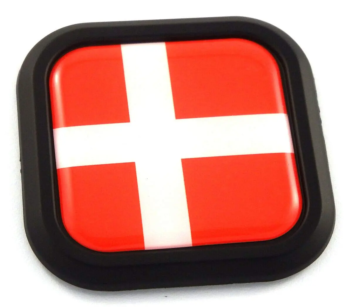 Denmark Flag Square Black Rim Emblem Car 3D Decal Badge Hood Bumper Sticker 2" 1