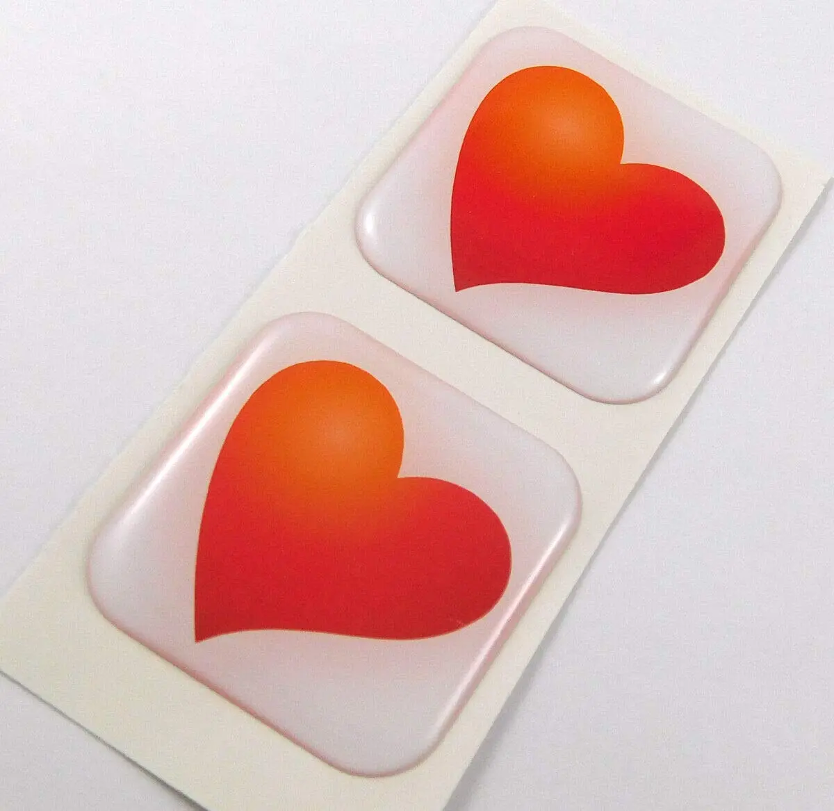 Heart Square Domed Decal Car Bike Gel Stickers 1.5" 2Pc 1