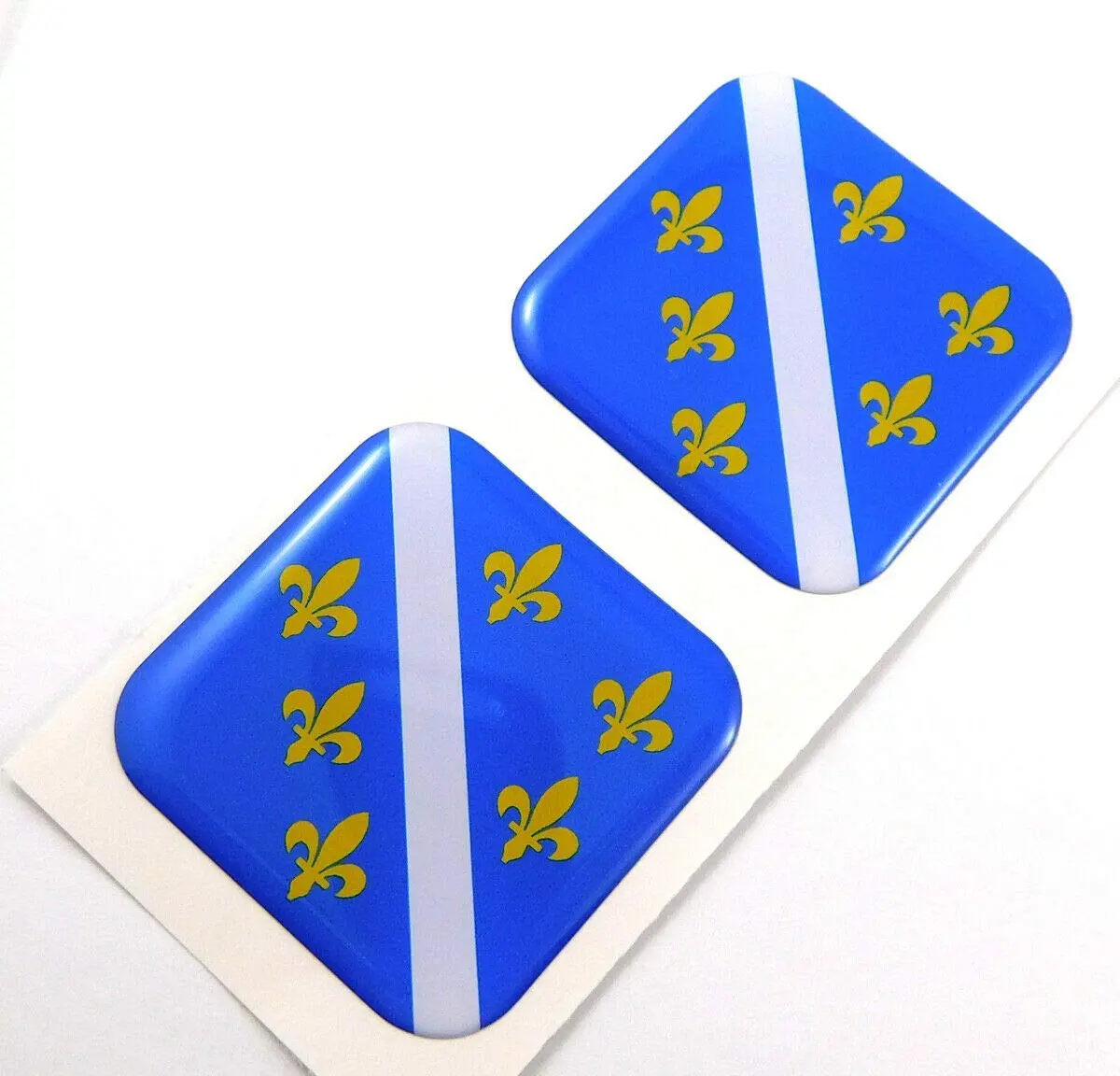 Bosnia Flag Square Domed Decal Emblem Car Bike Gel Stickers 1.5" 2Pc. 1