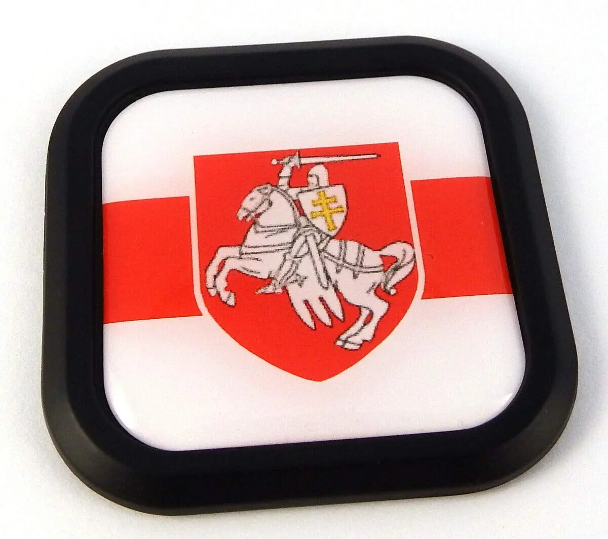 Belarus Flag Square Black Rim Emblem Car 3D Decal Badge Bumper Hood Sticker 2" 1