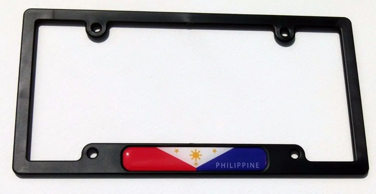 Philippine Flag Black Plastic Car License Plate Frame Domed Decal Philippines 1