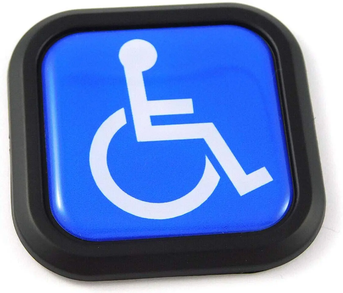 Handicap Symbol Square Black Rim Emblem Car 3D Decal Badge Bumper 2" 1