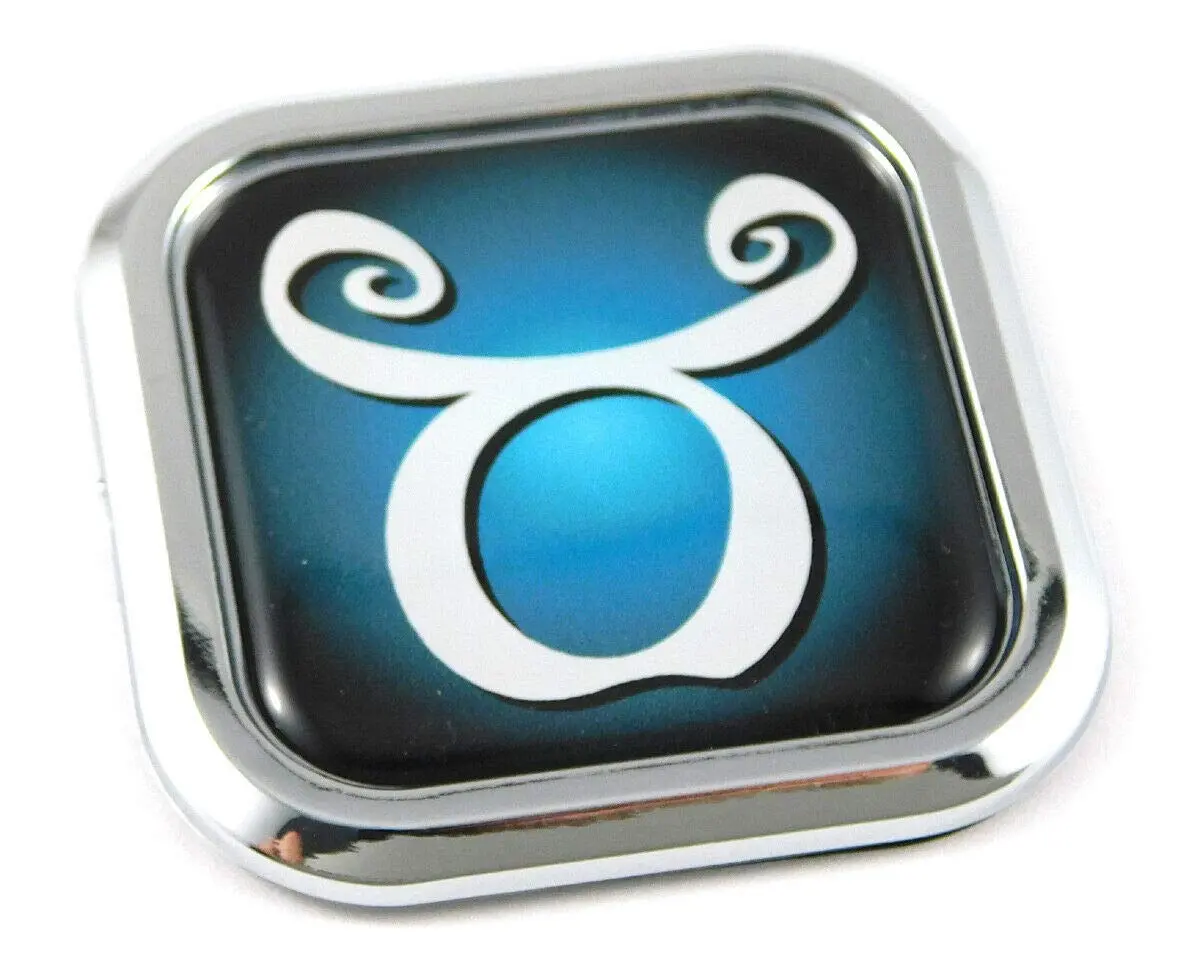 Taurus Zodiac Square Chrome Rim Emblem Car 3D Decal Badge Bumper Sticker 2" 1