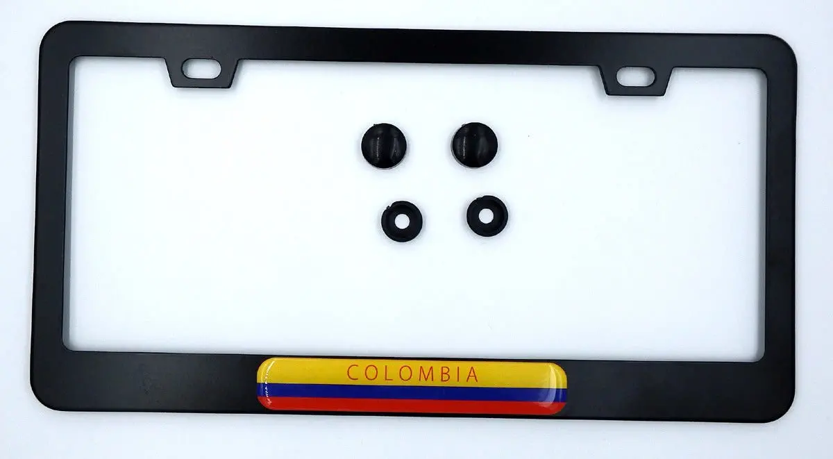 Colombia Flag Metal Black Aluminium Car License Plate Frame Holder 1