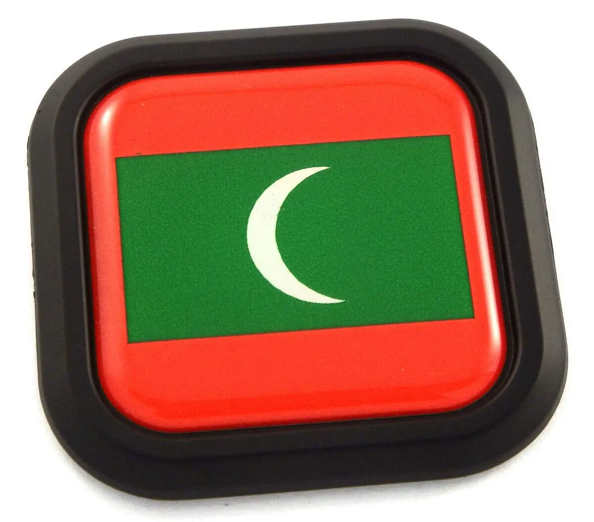Maldives Flag Square Black Rim Emblem Car 3D Decal Badge Hood Bumper Sticker 2" 1