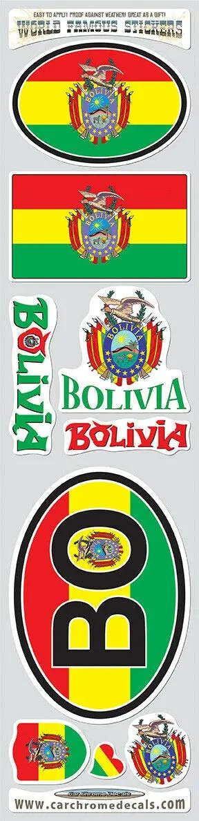 Bolivia 9 Stickers Set Flag Decal Bumper Stiker Car Bike Laptop 1
