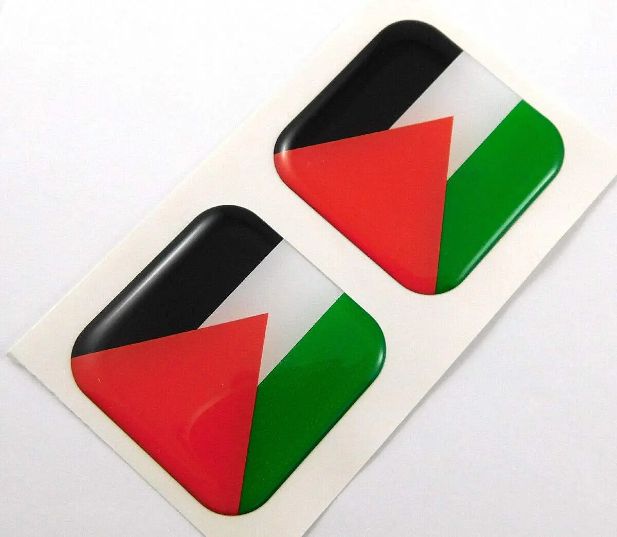Palestine Flag Square Domed Decal Car Bike Gel Stickers 1.5" 2Pc 1