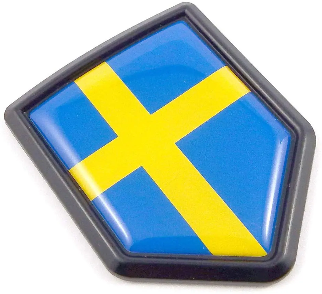 Sweden Swedish Black Flag Shield Emblem Car Bike Decal Crest 3D Sticker 1