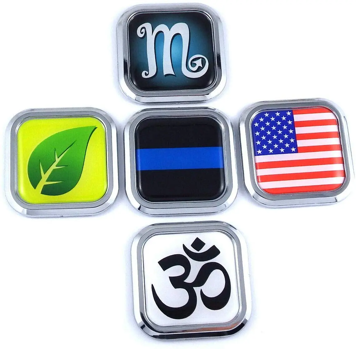 Brunei Flag Square Chrome Rim Emblem Car 3D Decal Badge Hood Bumper Sticker 2" 2