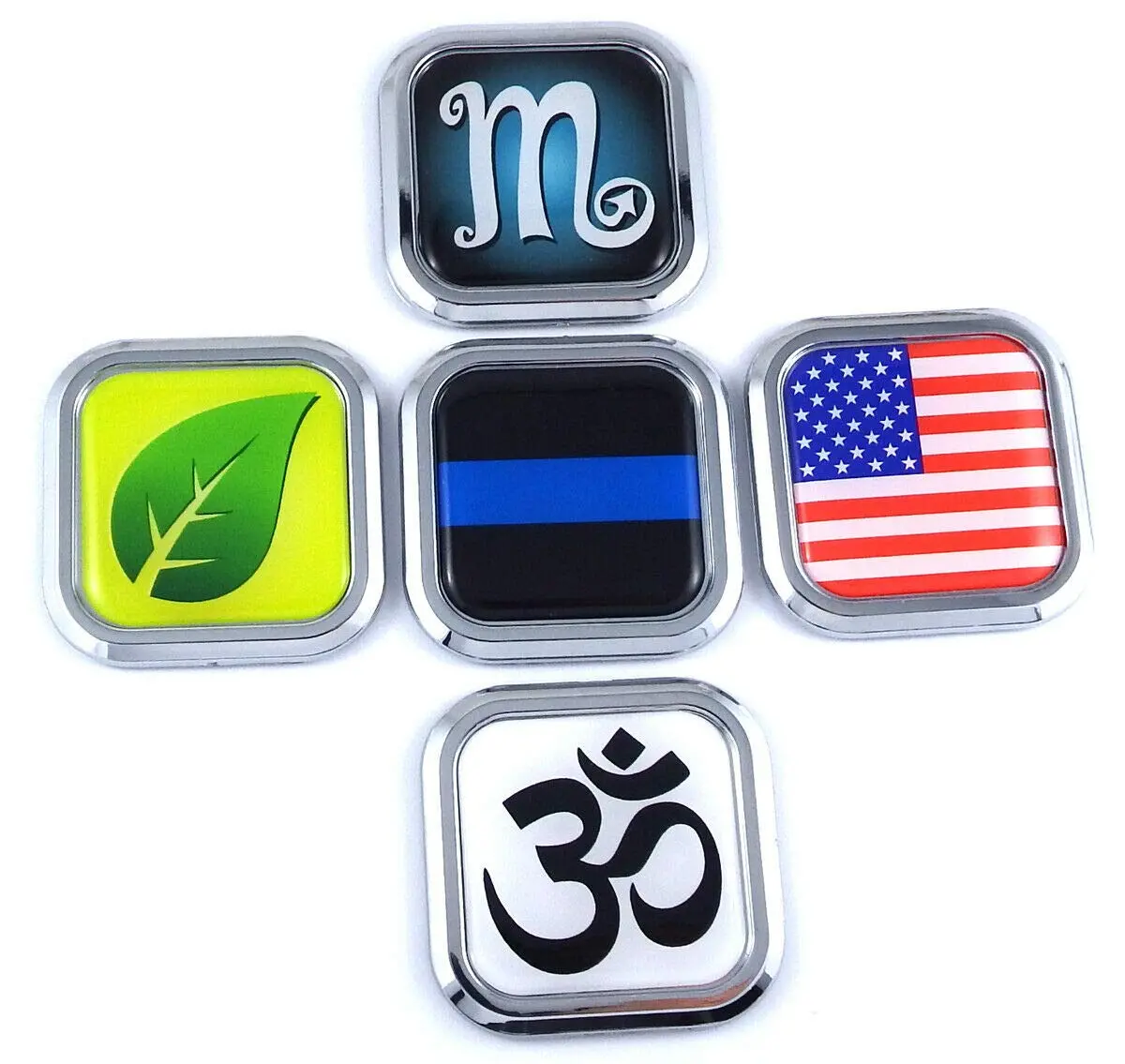 China Flag Square Chrome Rim Emblem Car 3D Decal Badge Hood Bumper Sticker 2" 2