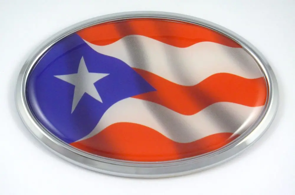 Puerto Rico Oval Car Chrome Emblem Puerto Rican Decal Bumper Sticker 1